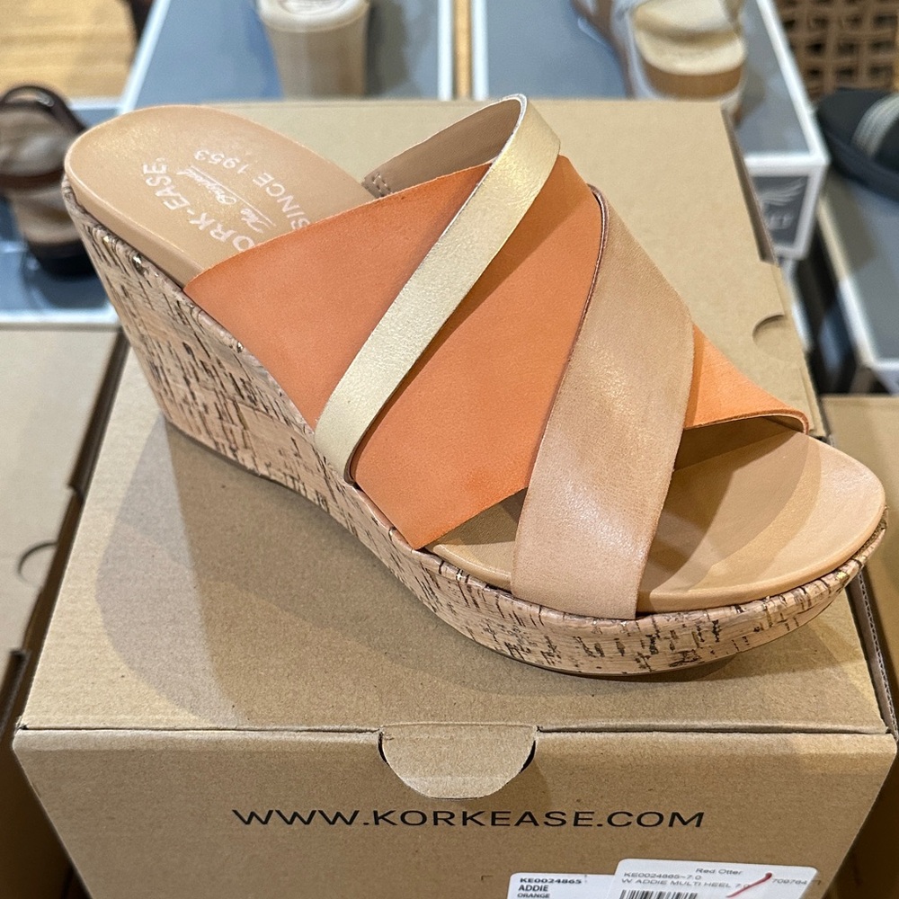 Kork-Ease Orange and Gold Wedge Sandals